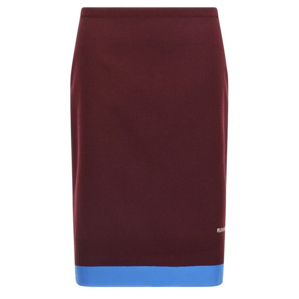 Miu Miu Bordeaux Virgin Wool Midi Women's Skirt